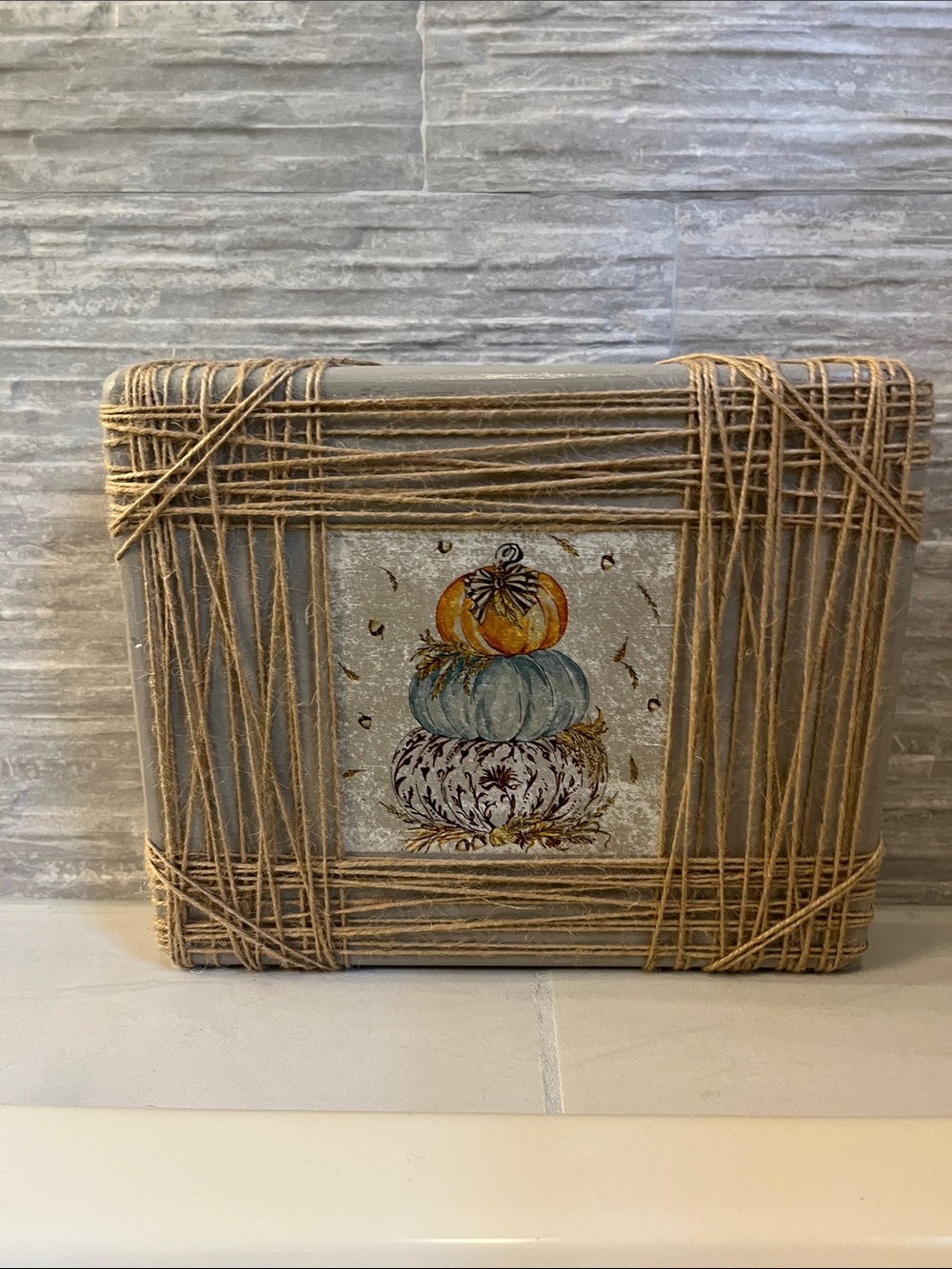 Rustic Stacked Pumpkin Table Decor - Neutral Fall Colors